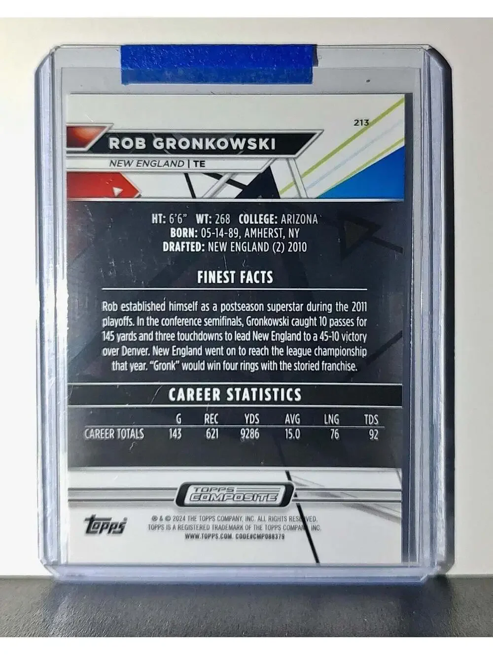 Rob Gronkowski 2023 Topps Finest NFL #213 Football Card New England Patriots